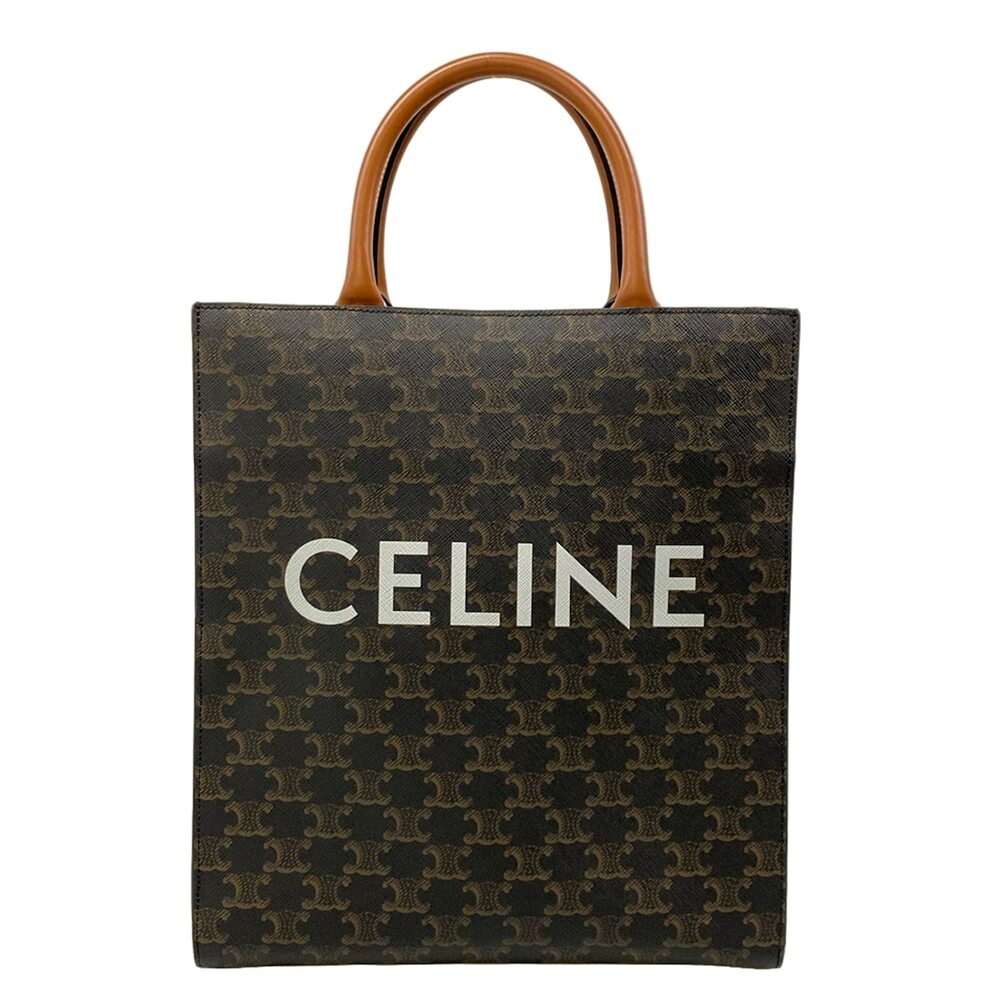 Celine Small Vertical Cabas Tote Bag Black Brown PVC Leather